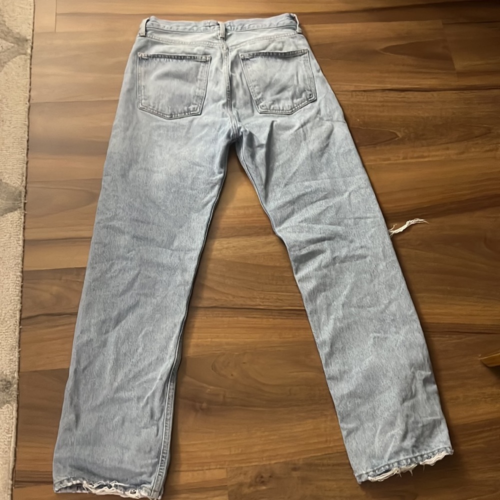 Agolde Light Wash High Rise Ripped Straight Jeans - Picture 7 of 7